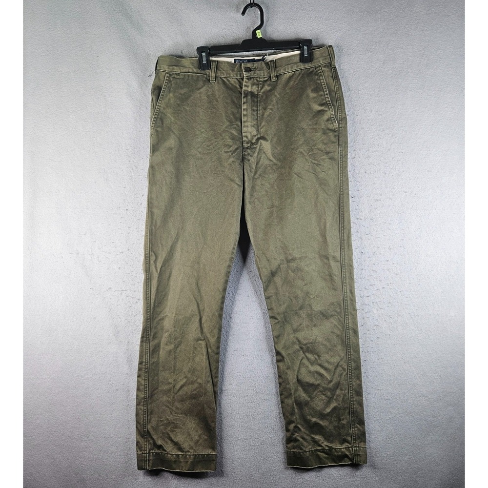 VTG Polo Ralph Lauren Salinger Pans 36x30 Green Heritage Chino Relaxed Tag 36x32